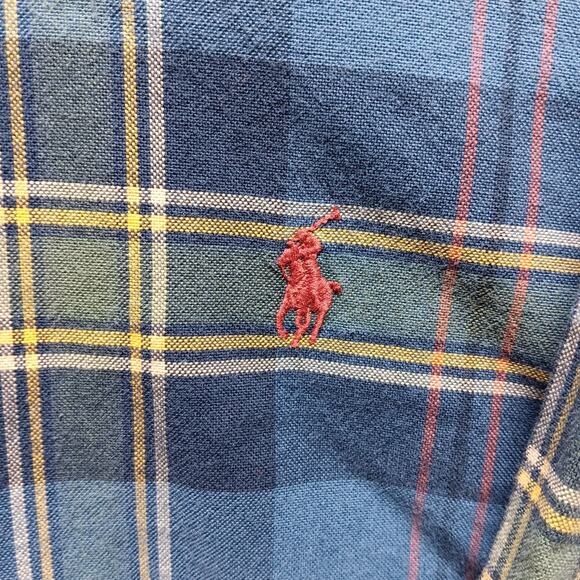 Ralph Lauren Men’s Blue Plaid Button Down Shirt Size Large - Picture 2 of 6